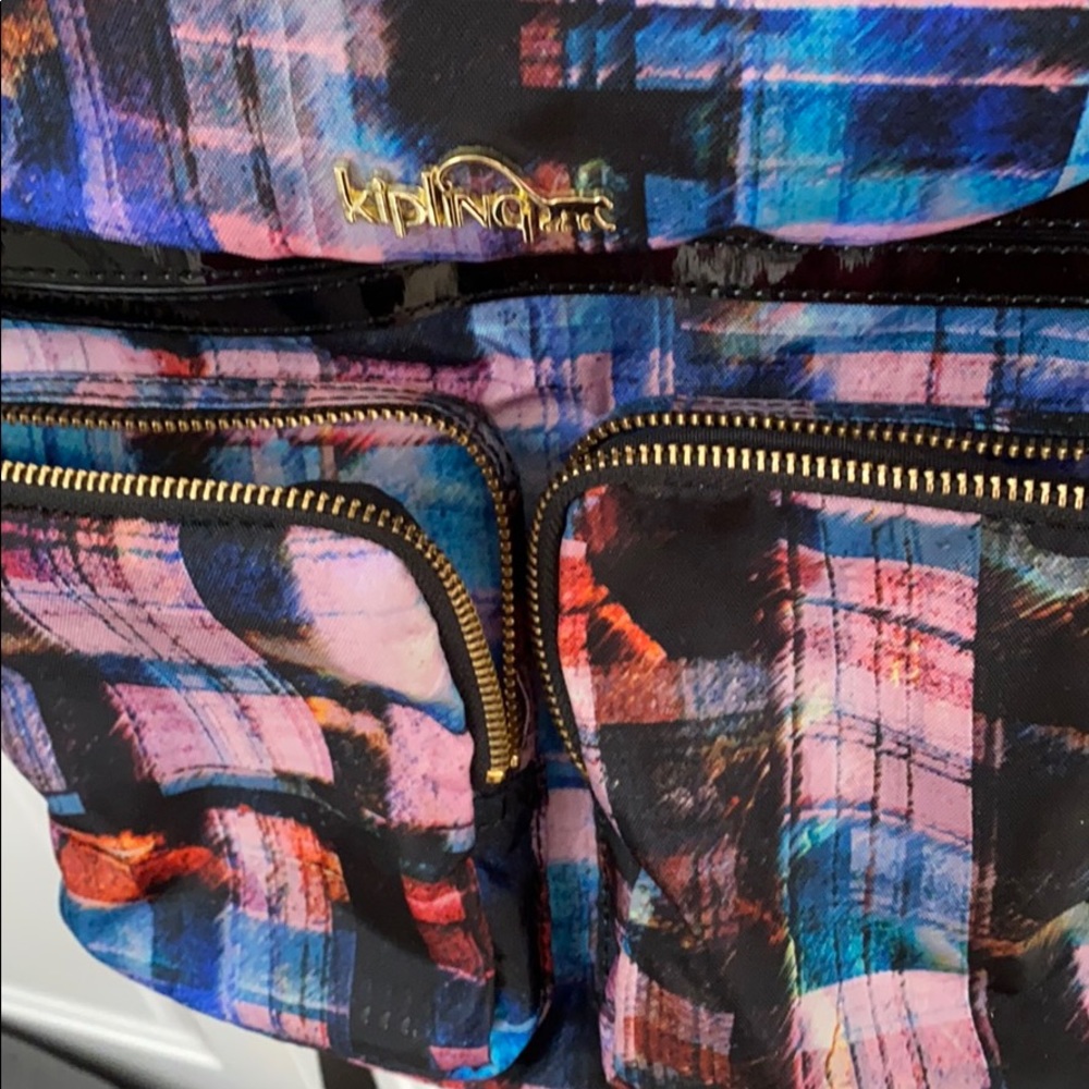 Kipling Multicolor Plaid Backpack - image 2